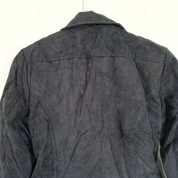 Forever 21 Jacket Gray Faux Suede Moto Zip Belted Buckle - Picture 6 of 7